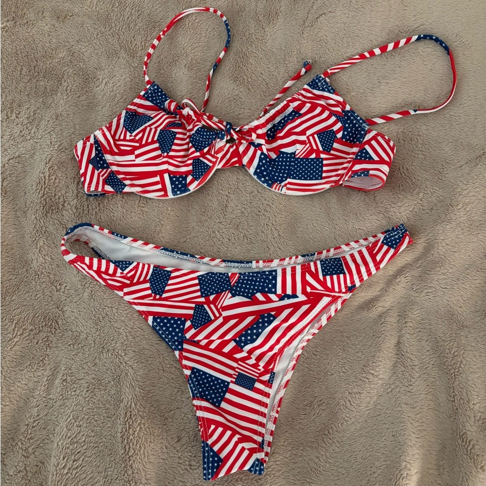 SHEIN USA flag bikini swim suit